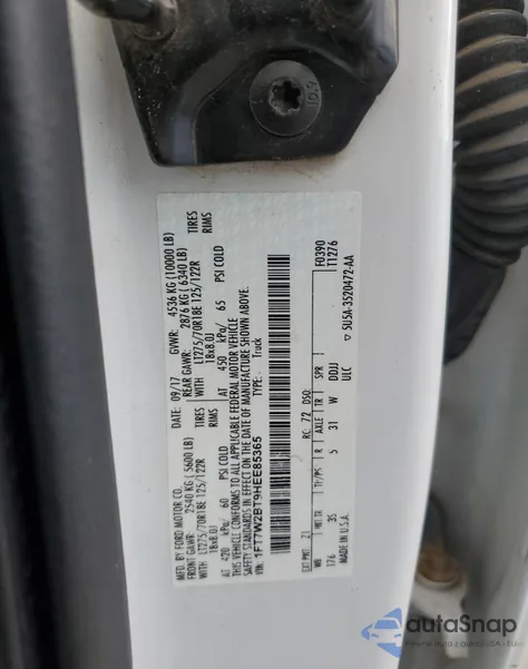 2017 Ford F250 Super Duty from USA, damaged, VIN 1FT7W2BT9HEE85365